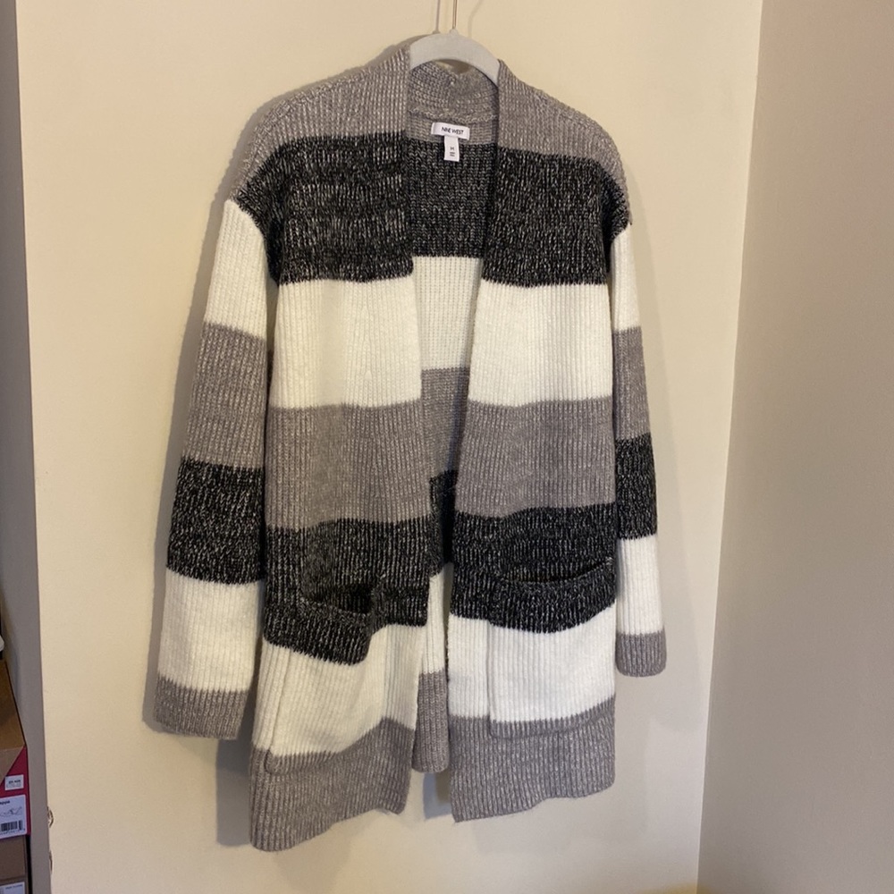 9 West Size Medium Striped Cardigan Sweater - Picture 5 of 5